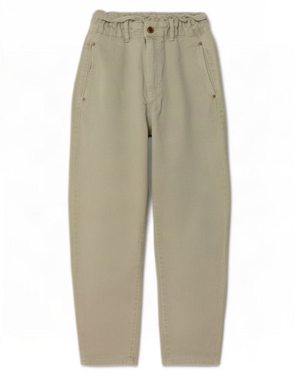 Zara Calça jeans feminina cintura alta solta EU 34 2XS W24 L25 algodão verde