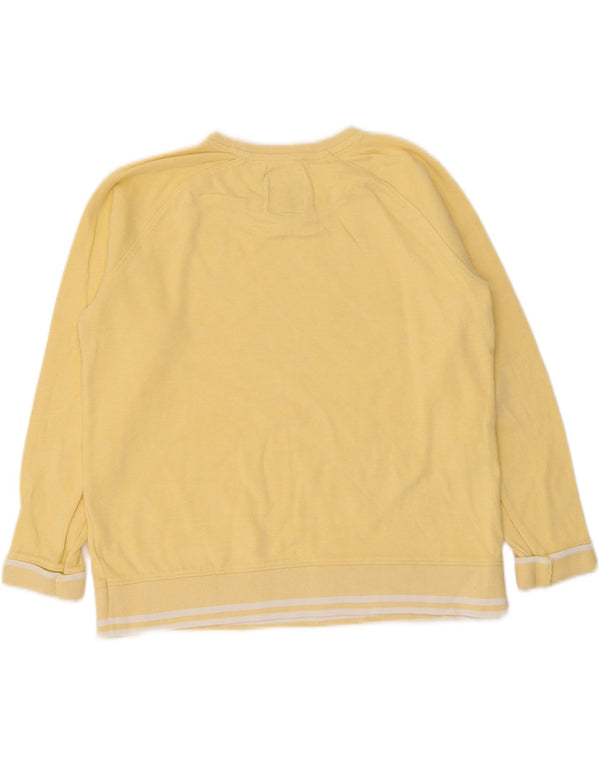 Crew Clothing moletom feminino Jumper UK 12 algodão listrado amarelo médio
