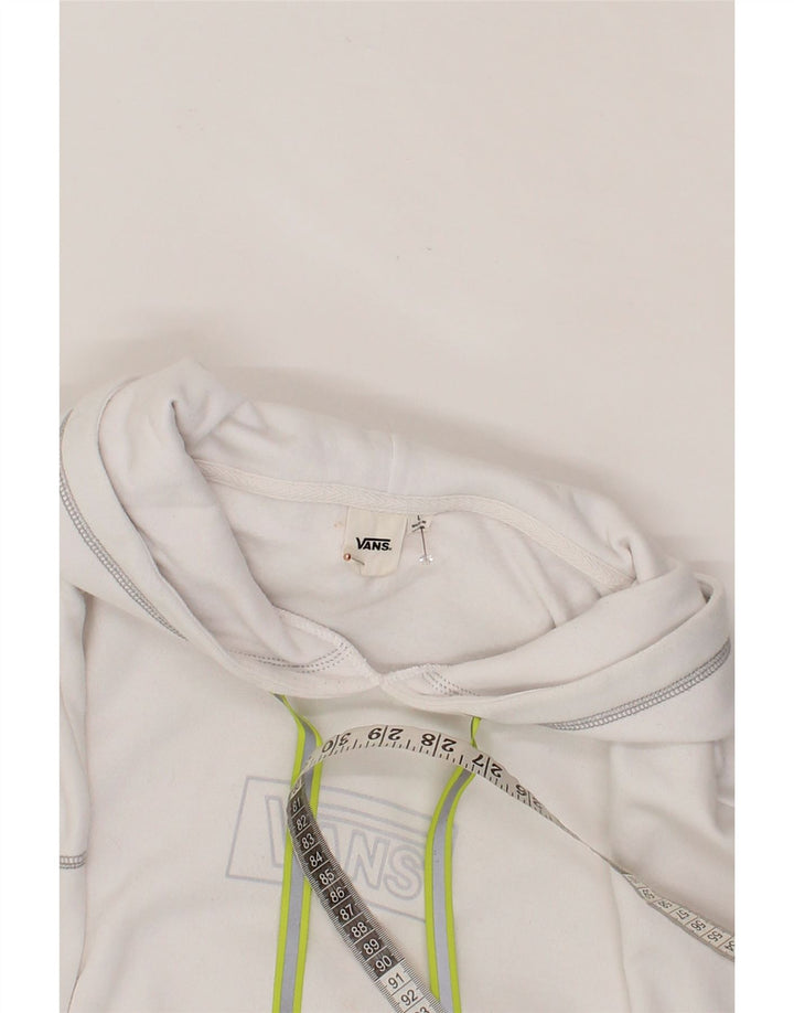 VANS Womens Graphic Crop Hoodie Jumper UK 16 Large White Cotton Vintage Vans and Second-Hand Vans from Messina Hembry 