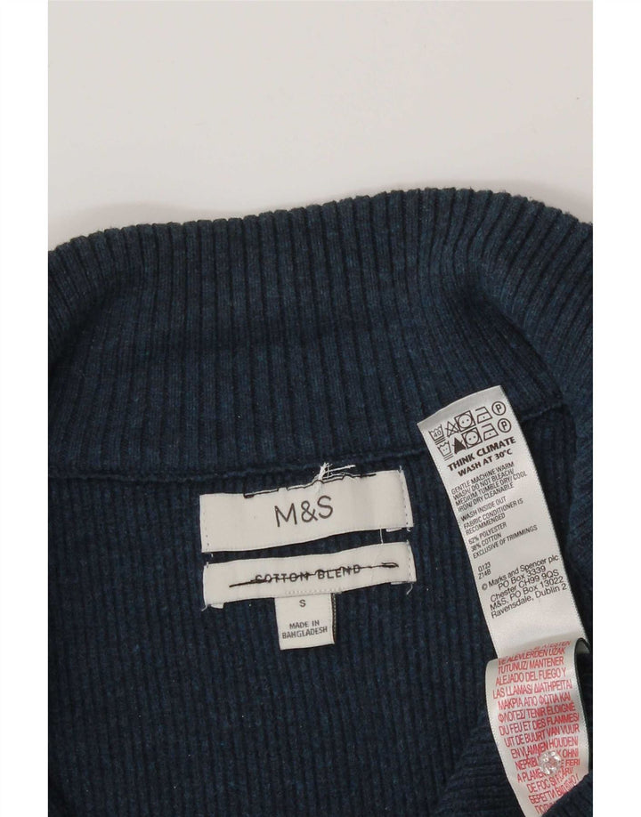 Suéter cardigã masculino Marks & Spencer pequeno azul poliéster