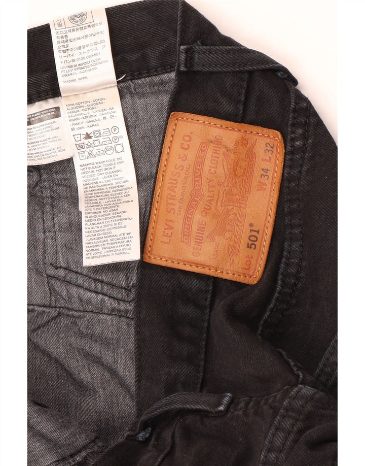 Calça jeans masculina Levi's 501 Straight W34 L32 algodão preto