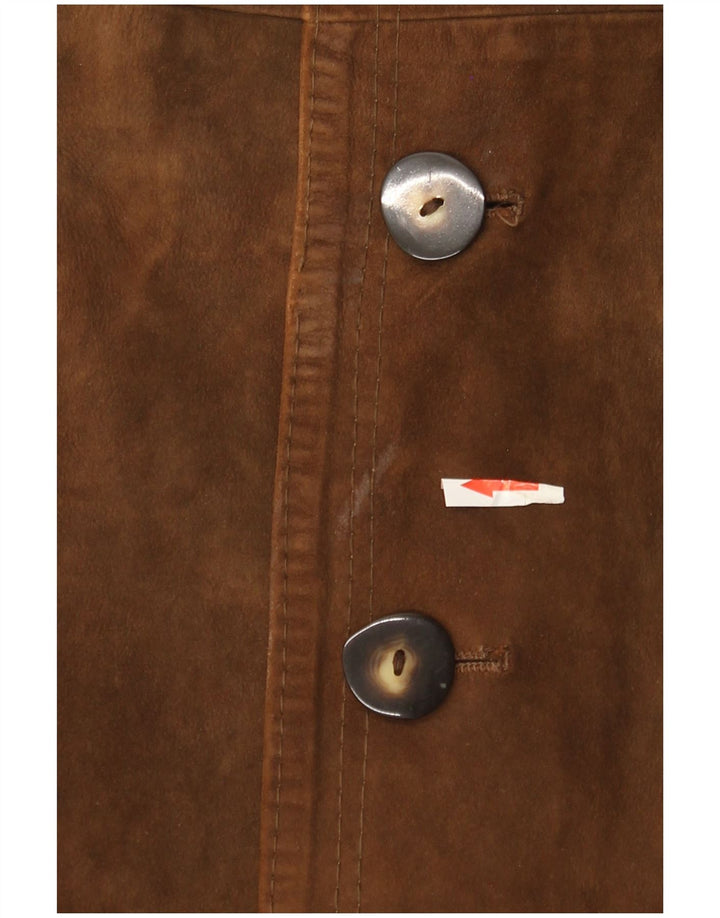 Casaco impermeável masculino de camurça vintage Reino Unido 36 pequeno marrom