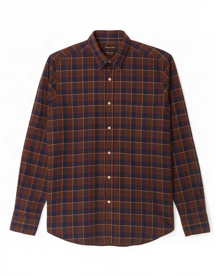 Camisa masculina Massimo Dutti xadrez grande marrom