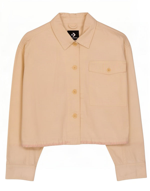 Converse Mulheres Crop Oversized Bomber Jacket UK 14 Médio Off White Algodão