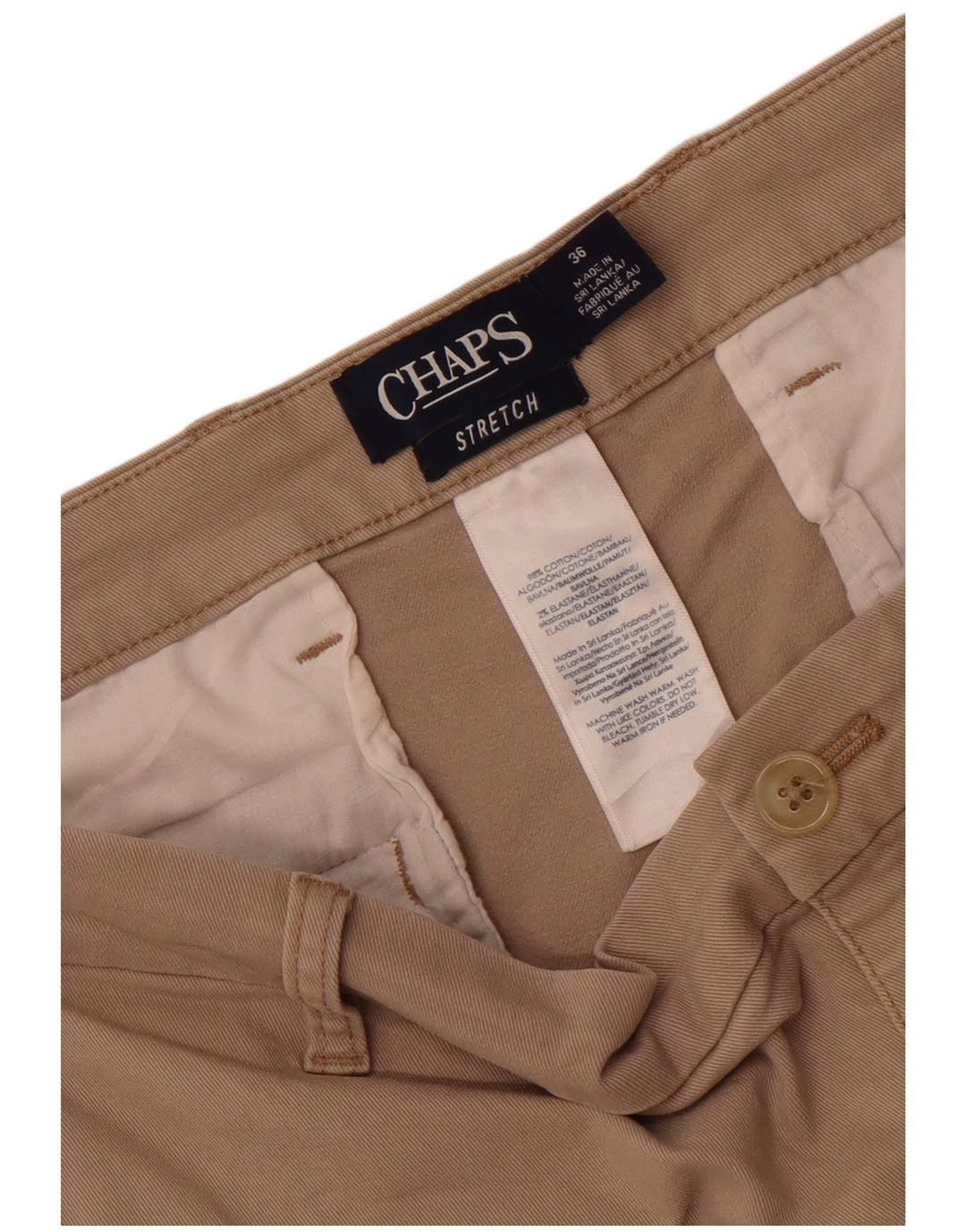 Shorts Chino Masculino Chaps W36 Grande Algodão Bege