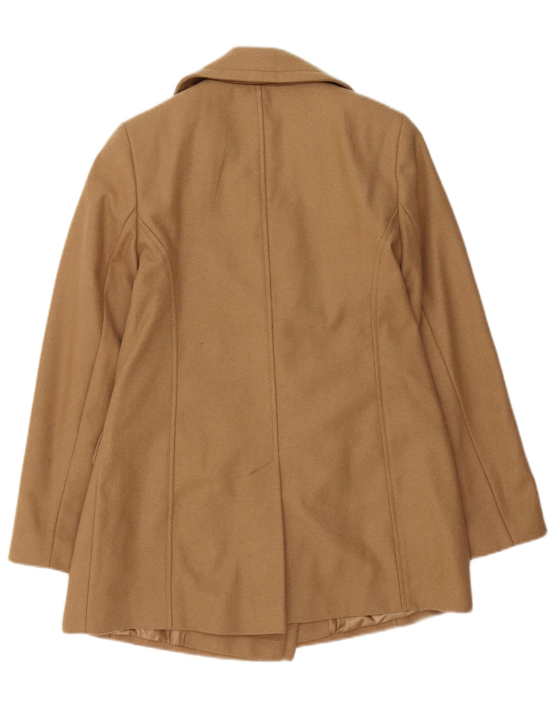 Monsoon Womens Pea Coat Reino Unido 10 Lã Marrom Pequena