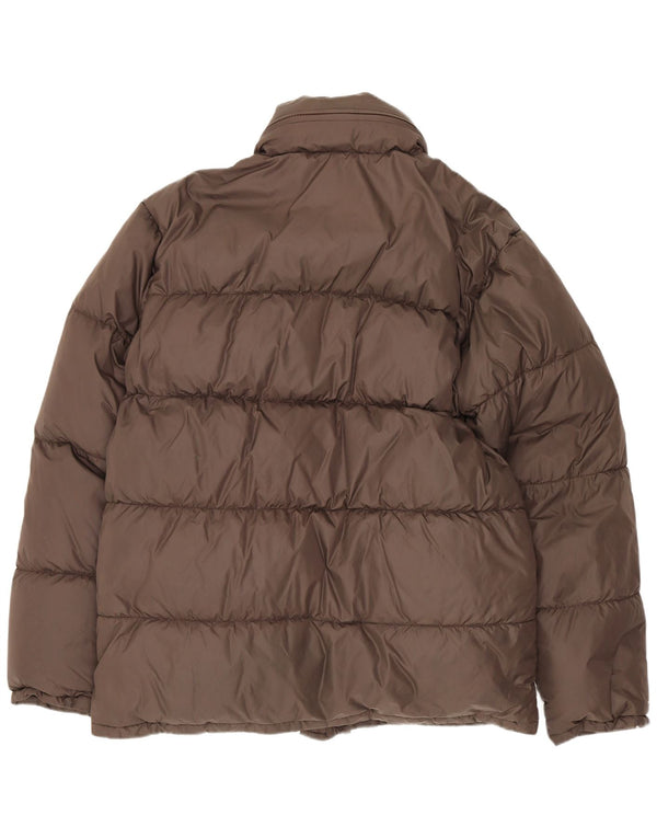 Jaqueta masculina acolchoada com capuz Alberto Aspesi UK 36 pequena marrom nylon