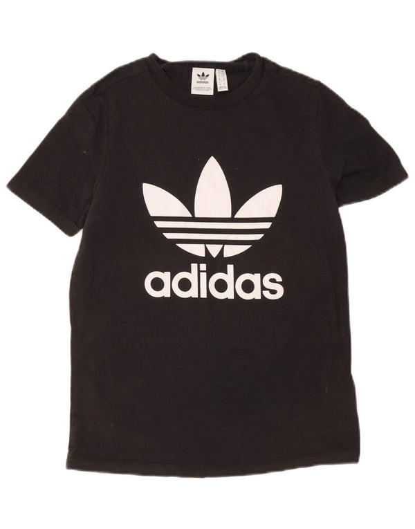 Adidas Womens Loose Fit Graphic Camiseta Top Reino Unido 10 Pequeno Algodão Preto