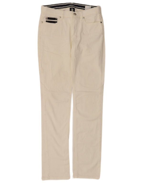 Calça feminina reta casual Marina Yachting W26 L30 algodão branco