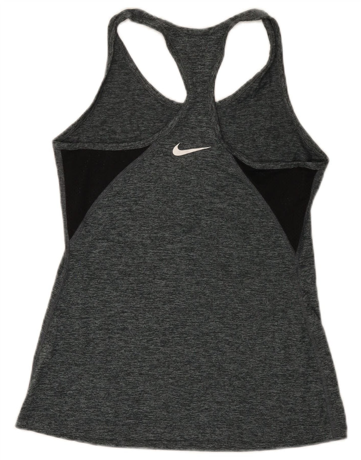 Colete feminino Nike Dri Fit Top UK 8 pequeno poliéster manchado cinza