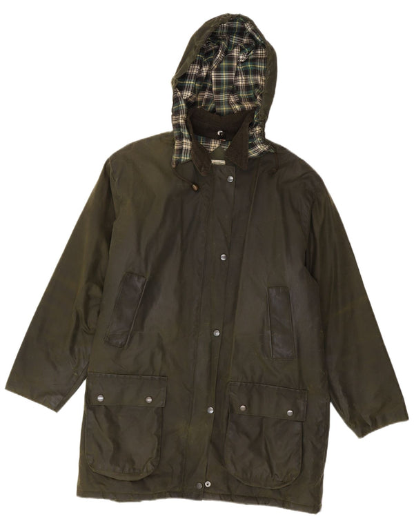 Nuage Womens Oversized Hooded Waxed Cotton Raincoat UK 12 Medium Khaki