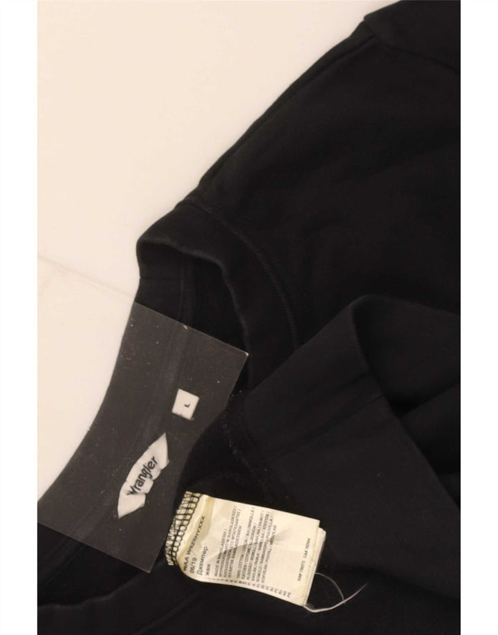 Wrangler feminino gráfico moletom jumper UK 16 grande algodão preto