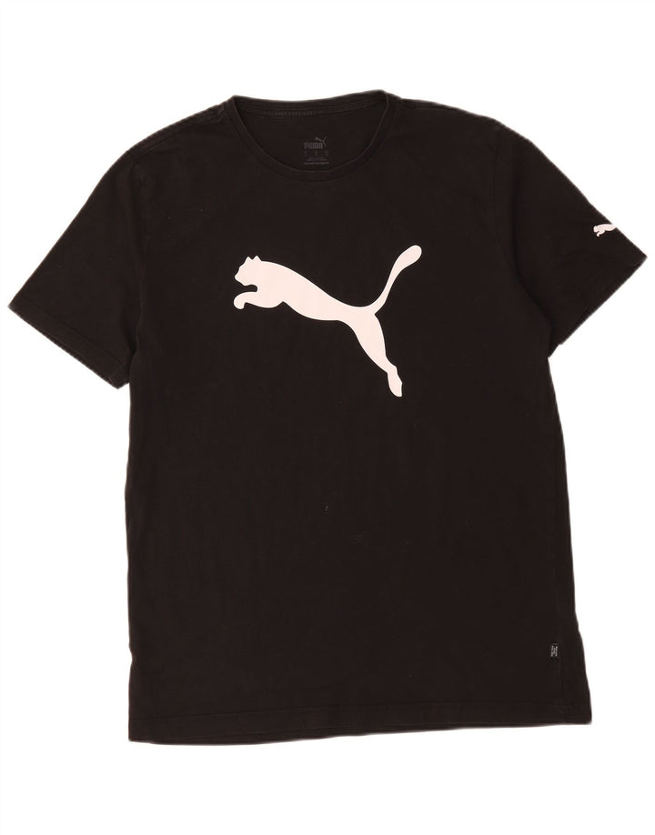 Puma Mens Graphic T-Shirt Top Grande Algodão Preto