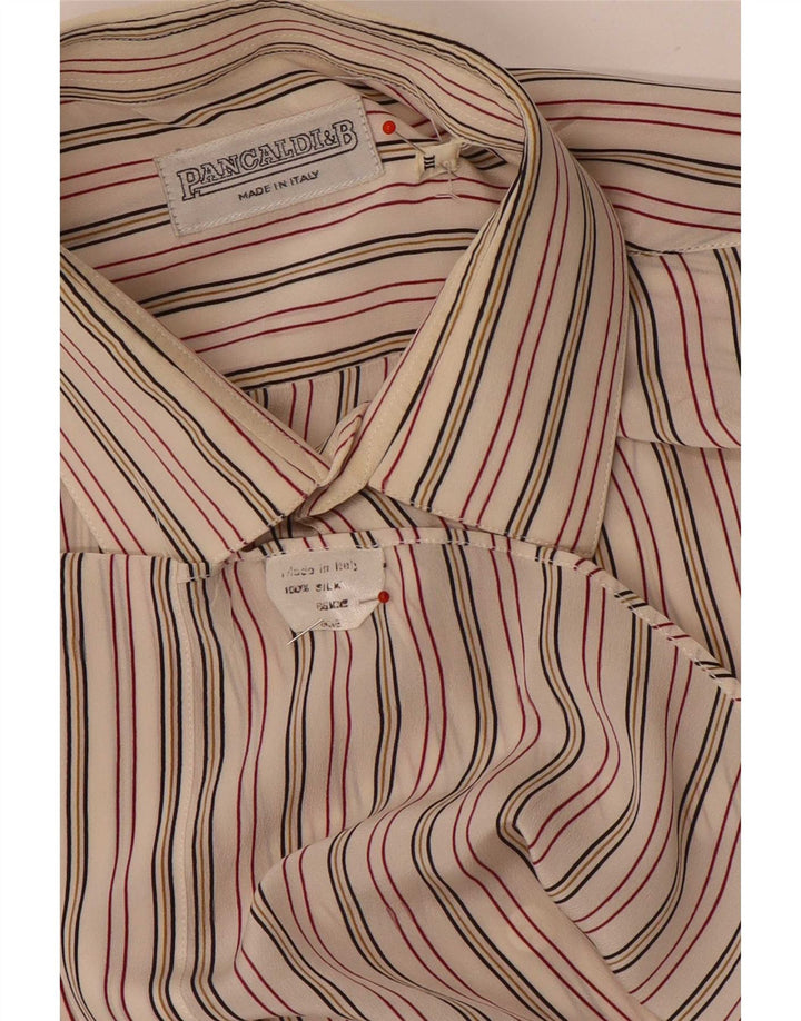 Camisa masculina Pancaldi & B grande seda listrada multicolorida
