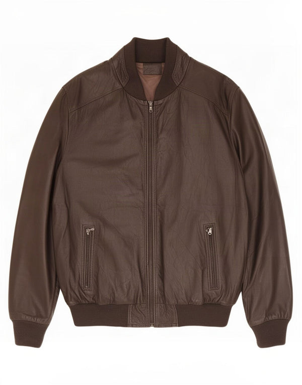 Vintage Mens Leather Jacket IT 60 5XL Brown