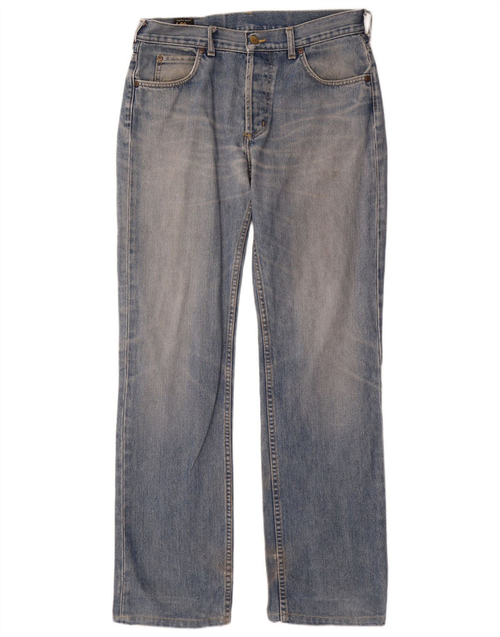 LEE Mens Graphic Straight Jeans W32 L33 Azul Algodão