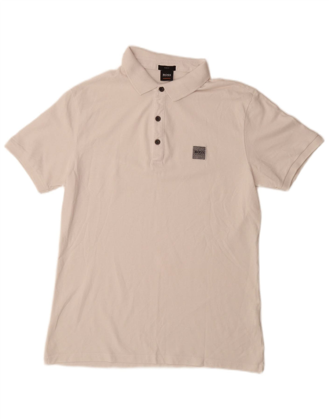 HUGO BOSS Camisa polo masculina slim fit grande algodão branco