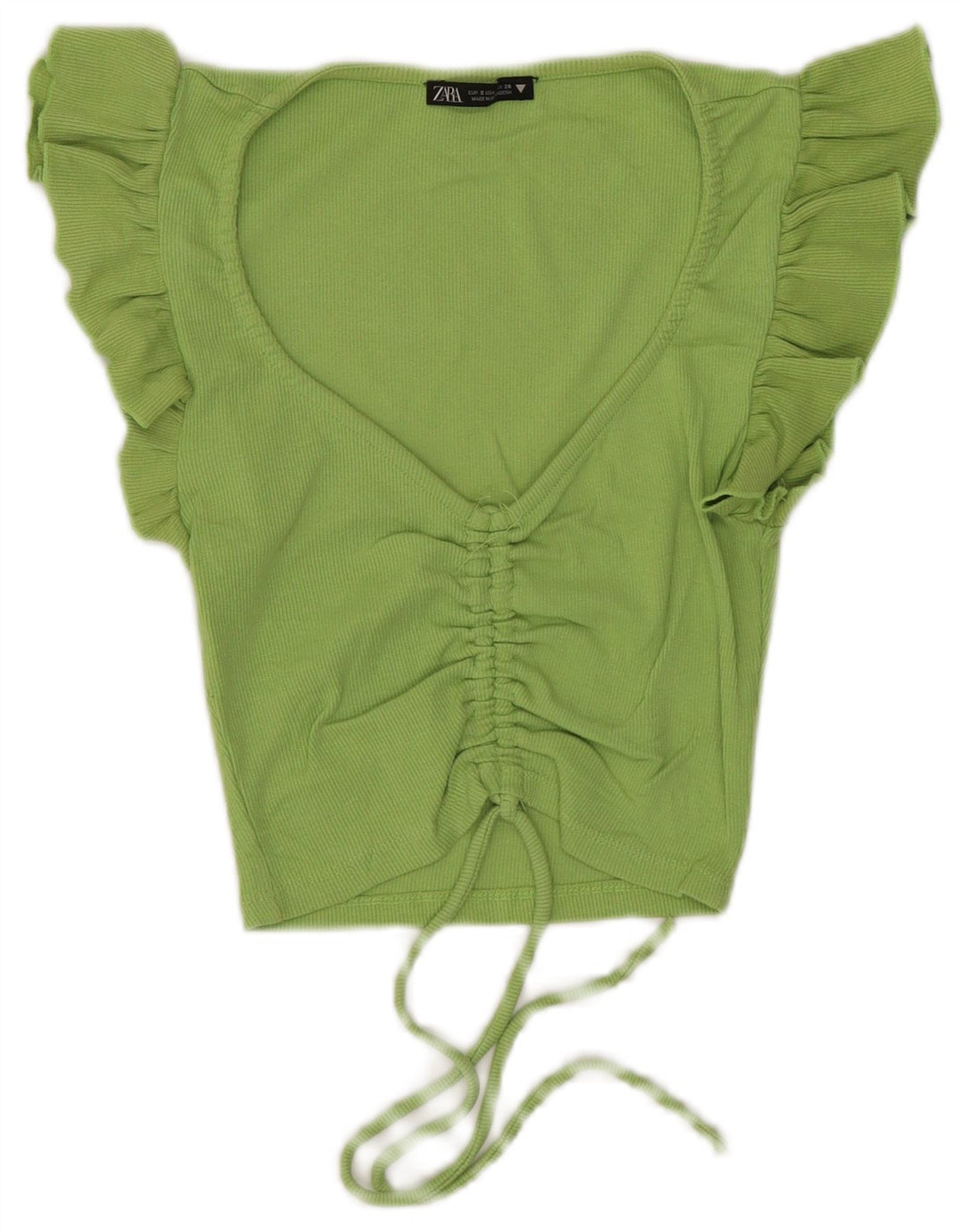 Zara Blusa Crop Feminina Top Reino Unido 8 Pequeno Verde