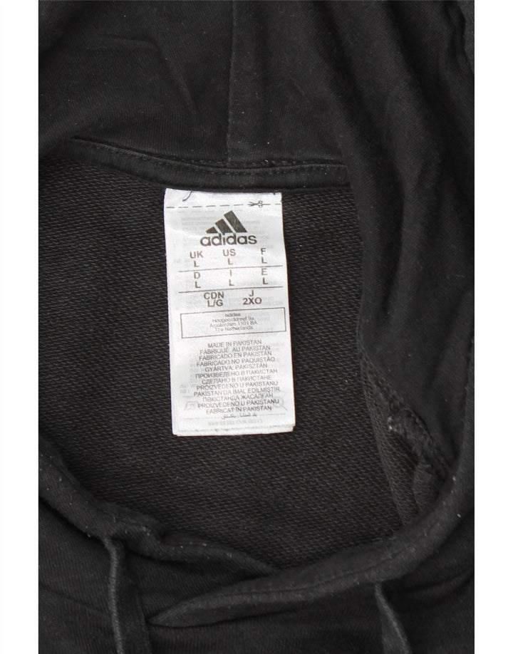 ADIDAS Mens Graphic Hoodie Jumper Grande Algodão Preto
