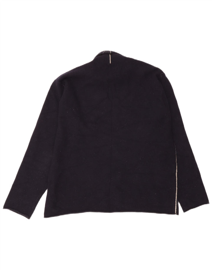 Suéter feminino com gola redonda White Stuff Reino Unido 16 grande lã azul marinho
