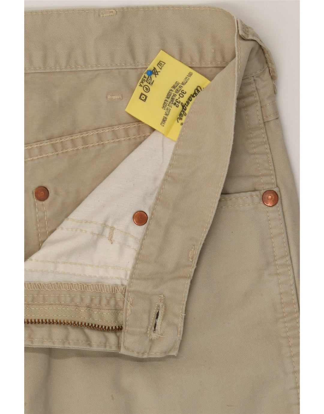 WRANGLER Mens Straight Casual Trousers W30 L32 Beige Cotton Vintage Wrangler and Second-Hand Wrangler from Messina Hembry 