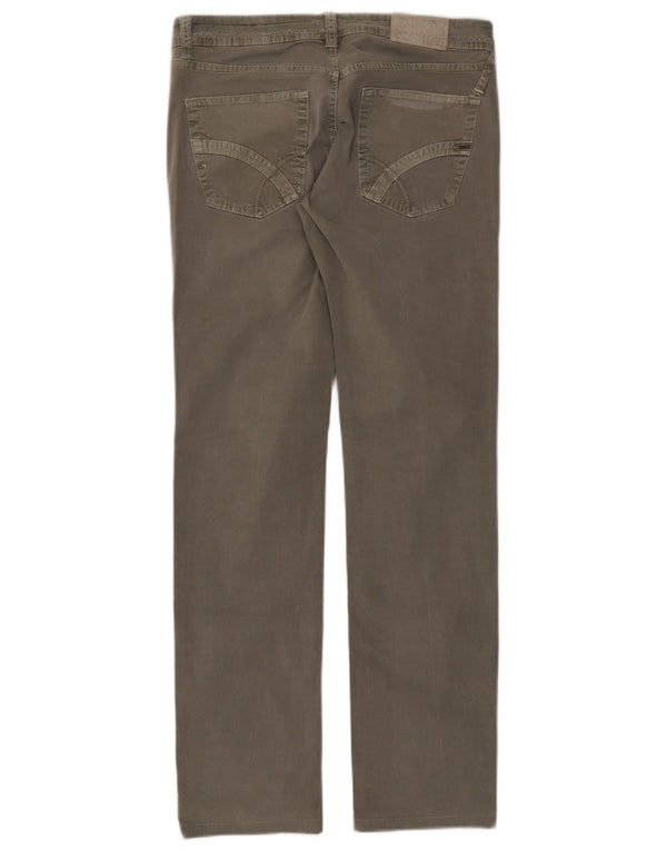 Calça feminina reta casual Gas W31 L31 algodão cinza