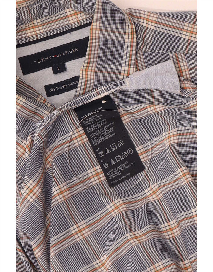 Camisa masculina Tommy Hilfiger grande algodão azul