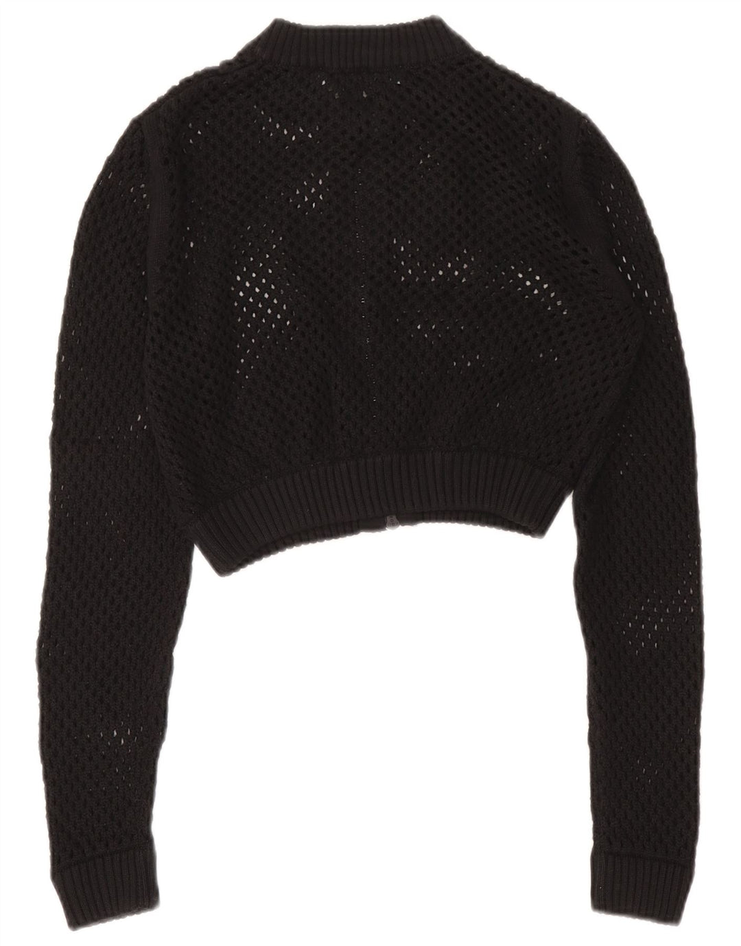 Suéter cardigã feminino Zara crop transparente Reino Unido 12 médio preto