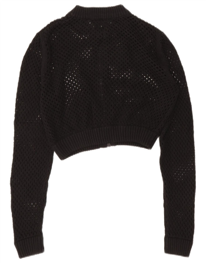 Suéter cardigã feminino Zara crop transparente Reino Unido 12 médio preto