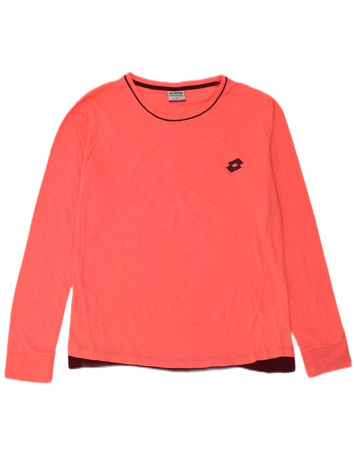 Top feminino Lotto manga comprida UK 14 poliéster rosa médio