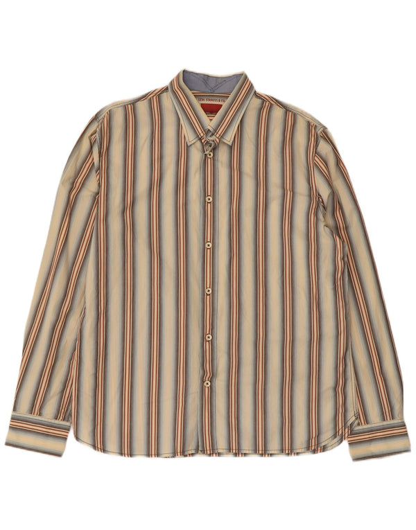 Camisa masculina Levi's grande algodão listrado bege