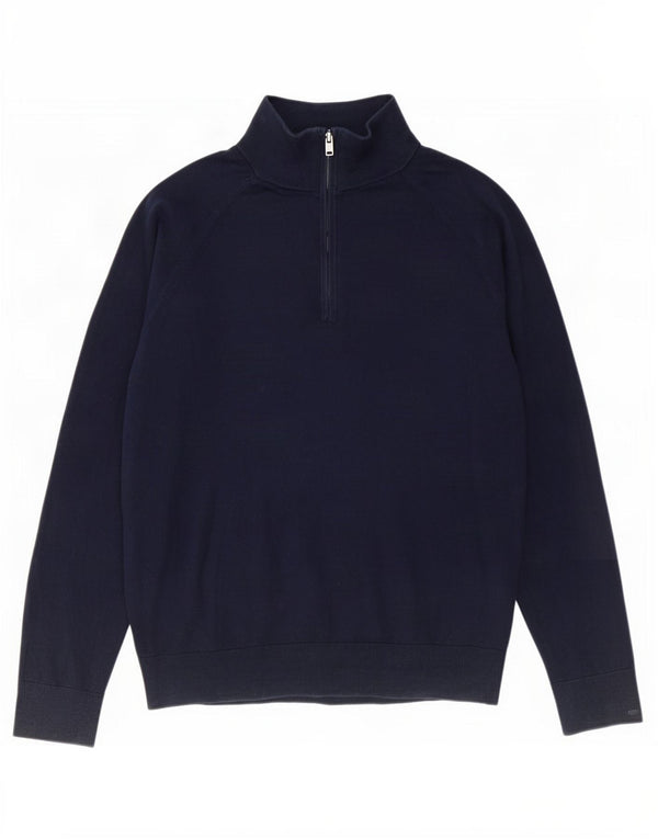 Suéter masculino Gap com zíper e gola alta de algodão azul marinho