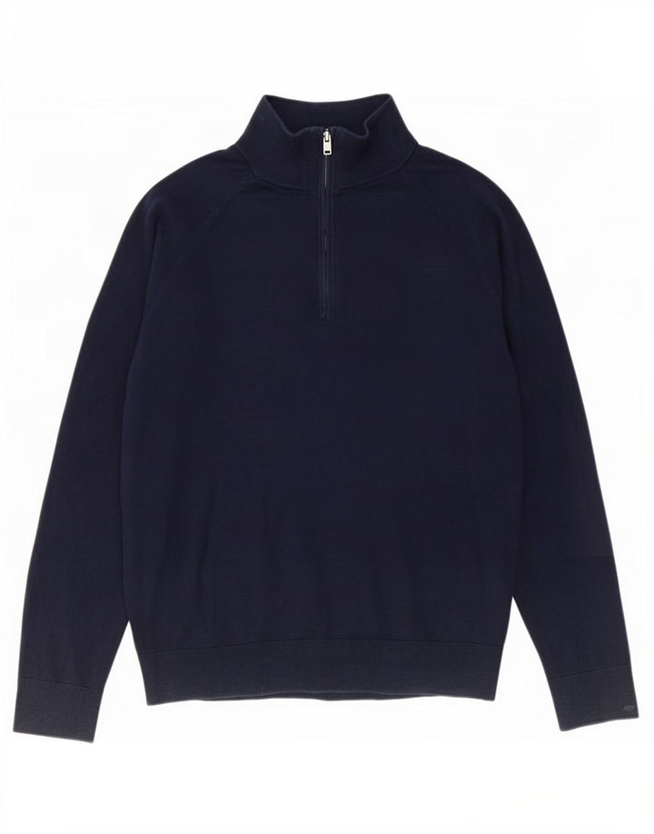 Suéter masculino Gap com zíper e gola alta de algodão azul marinho