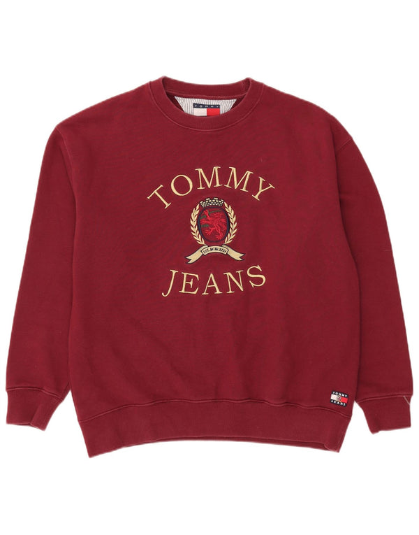 Tommy Hilfiger moletom gráfico masculino jumper médio algodão borgonha