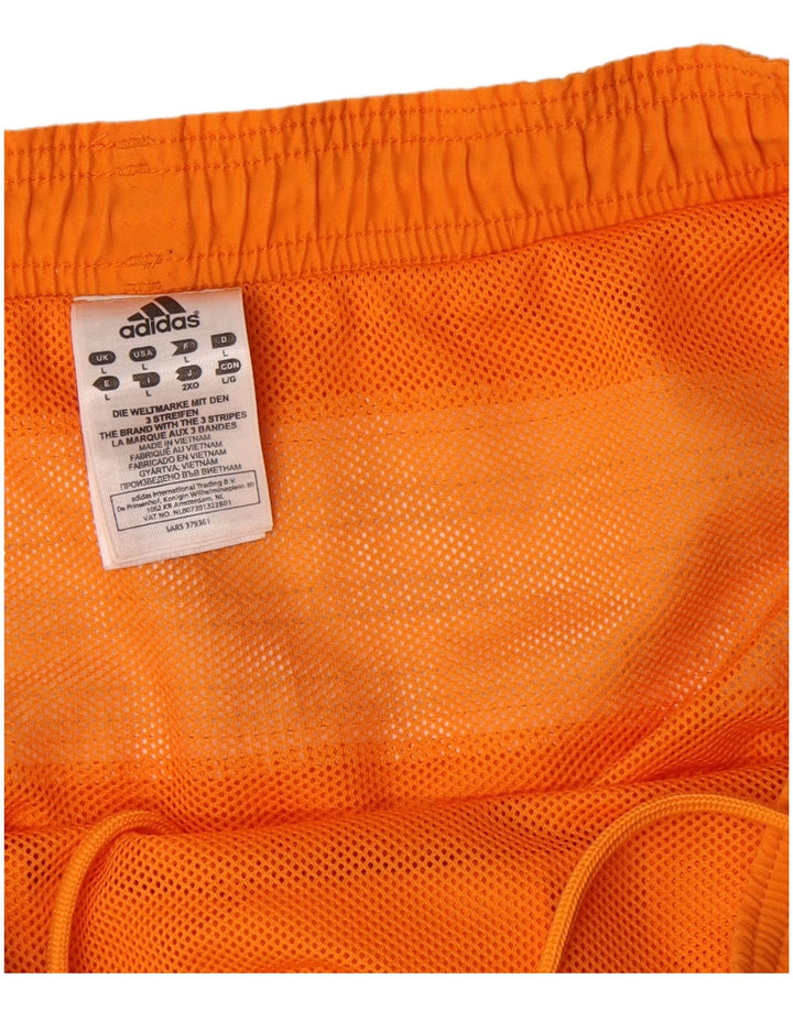 Shorts de natação masculinos ADIDAS com bloco colorido laranja grande de poliéster