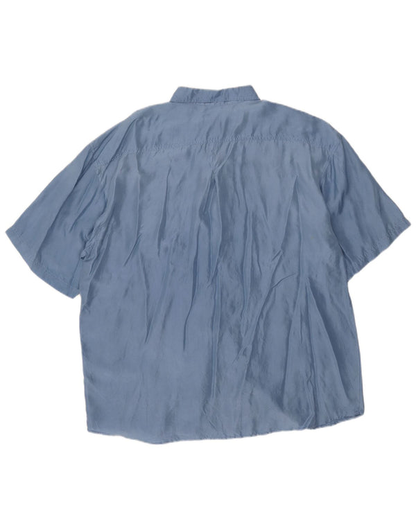 Blusa feminina vintage manga curta UK 18 XL azul