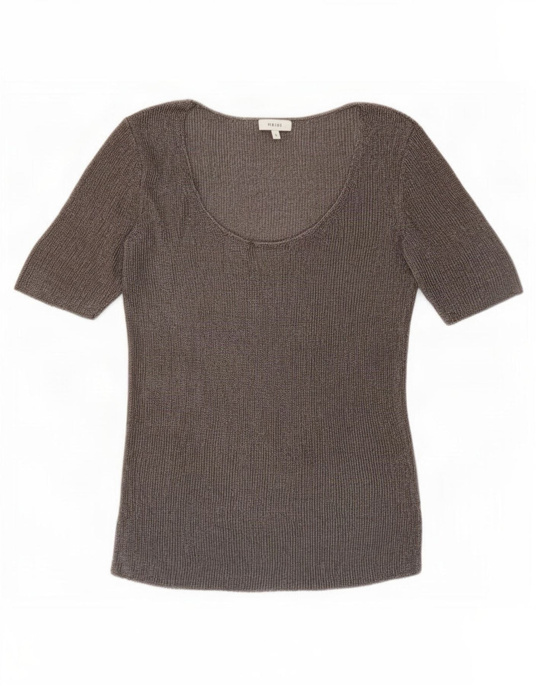 Blusa feminina Reiss Top UK 10 pequena cinza manchada