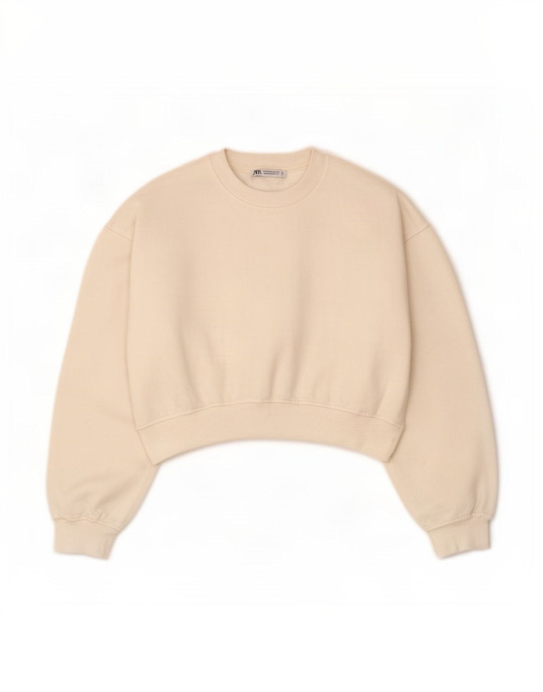 Zara Womens Crop Oversized Moletom Jumper Reino Unido 14 Médio Algodão Branco
