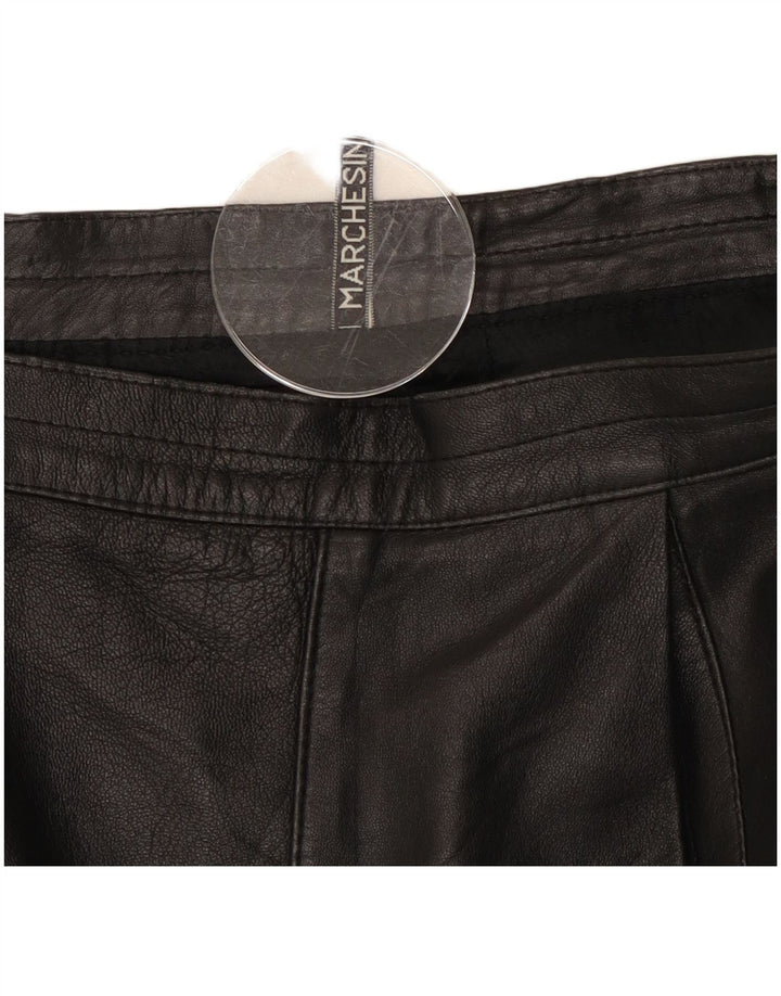 Saia de couro feminina vintage W28 média preta