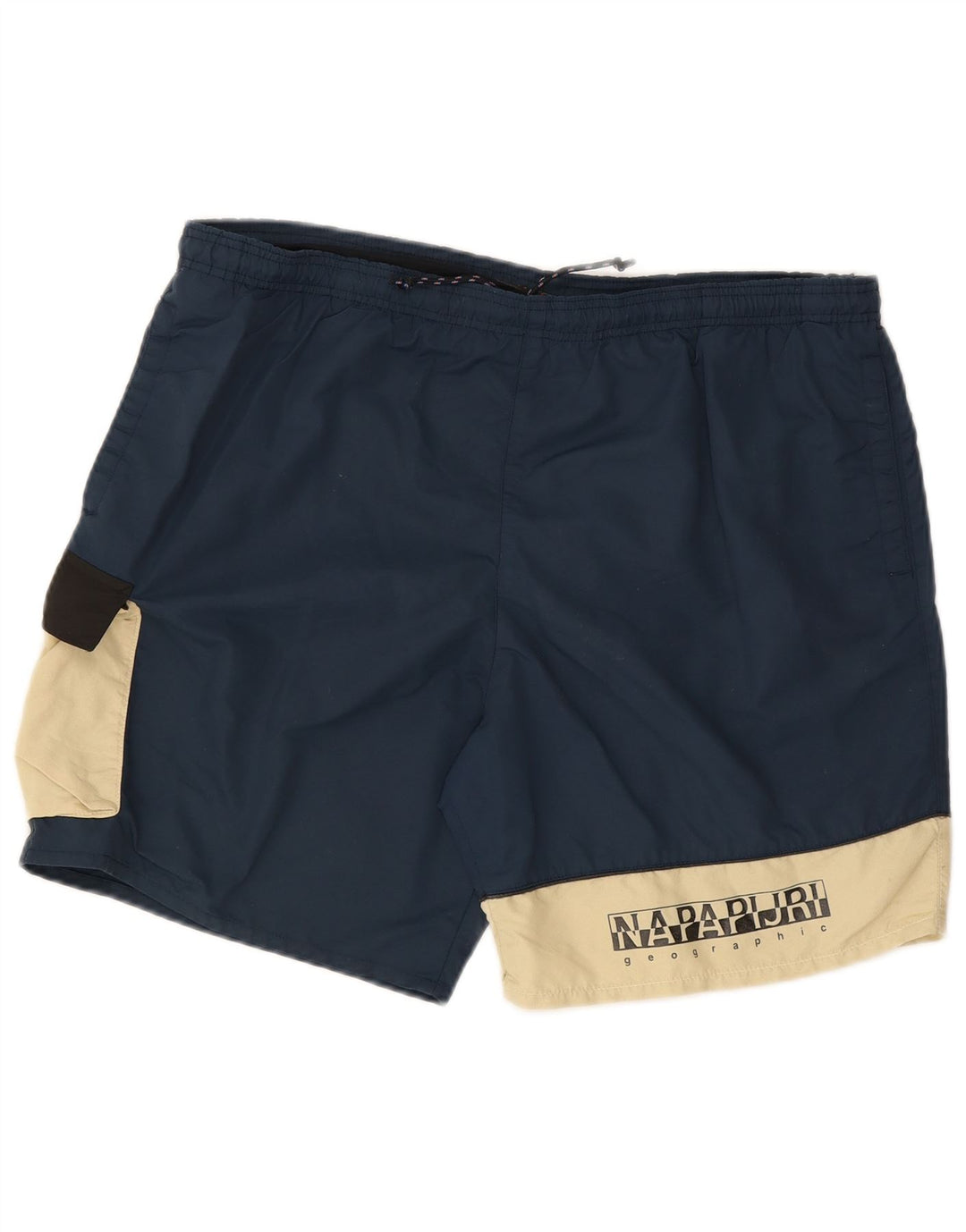 Napapijri Calção de banho masculino gráfico grande azul marinho Colourblock Nylon