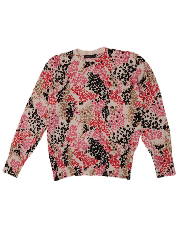 Suéter feminino Marks & Spencer com gola redonda Reino Unido 14 grande multicolorido