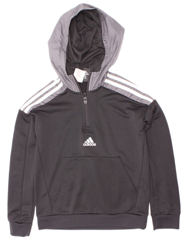 Suéter com capuz Adidas Boys Aeroready com zíper e pescoço 9-10 anos preto colorblock