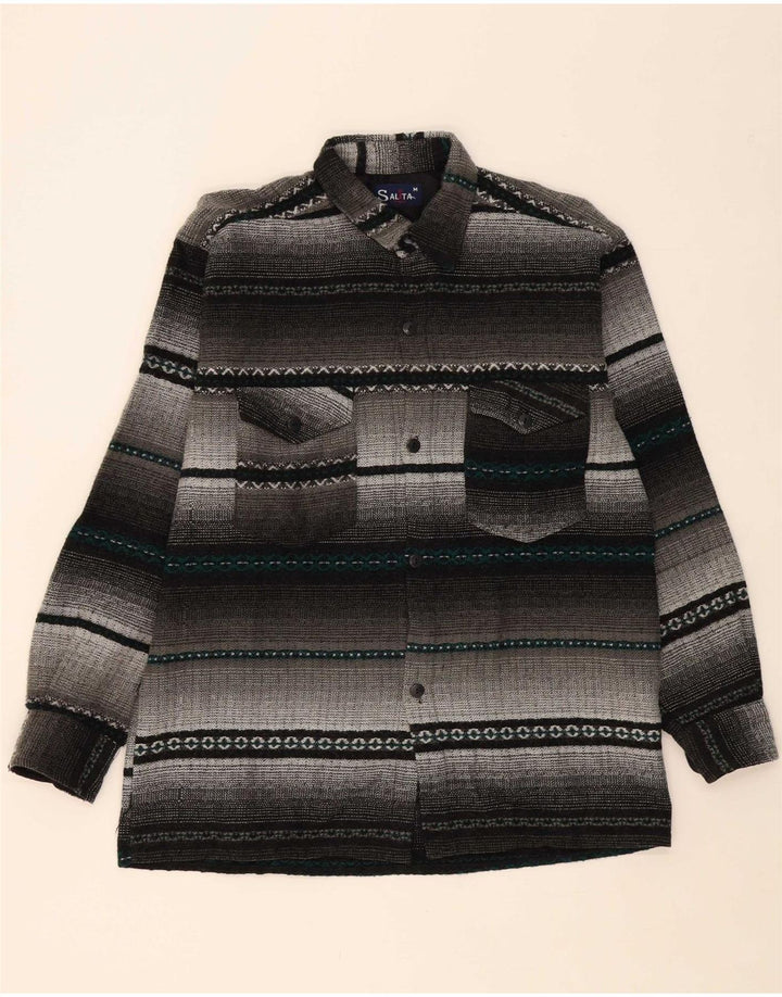 Camisa masculina VINTAGE com listras cinza médio acrílico