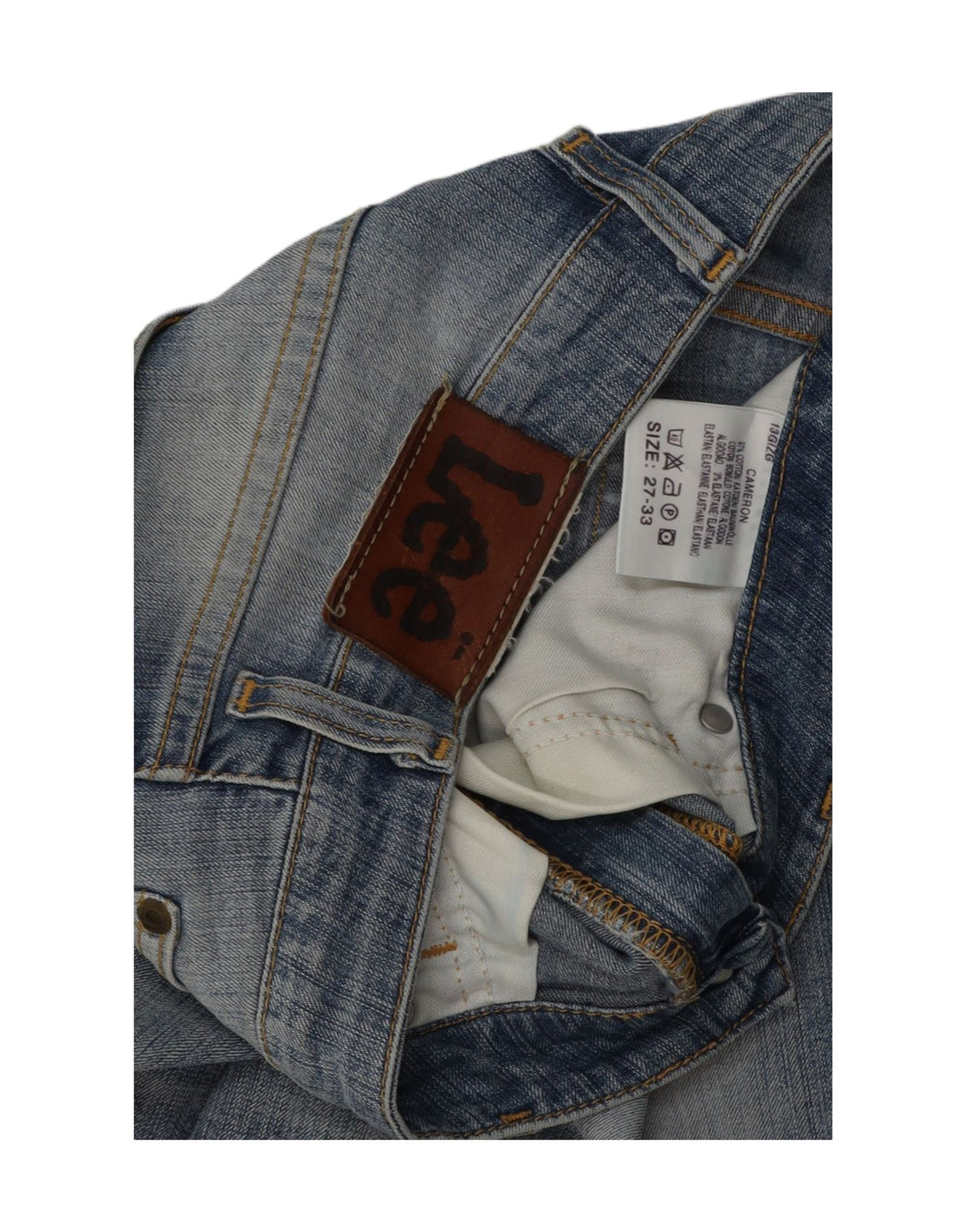 LEE Feminino Cameron Straight Jeans W27 L33 Azul Algodão