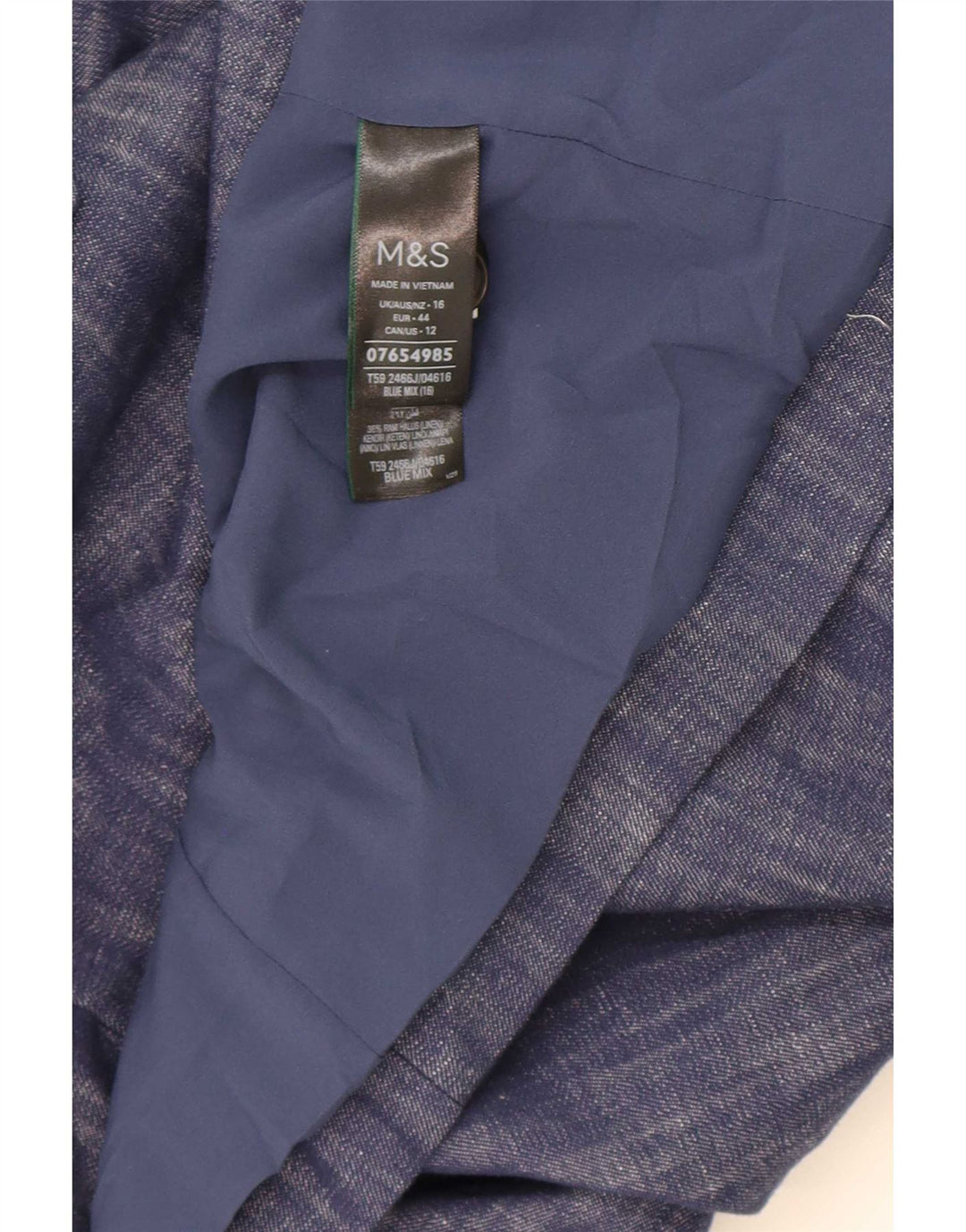 Jaqueta blazer feminina de 2 botões Marks & Spencer Reino Unido 16 grande algodão azul marinho