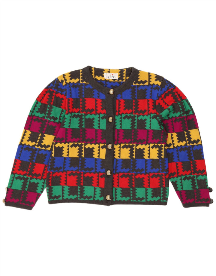 Bode Womens Crop Cardigan Sweater UK 14 Médio Multicolorido Geométrico