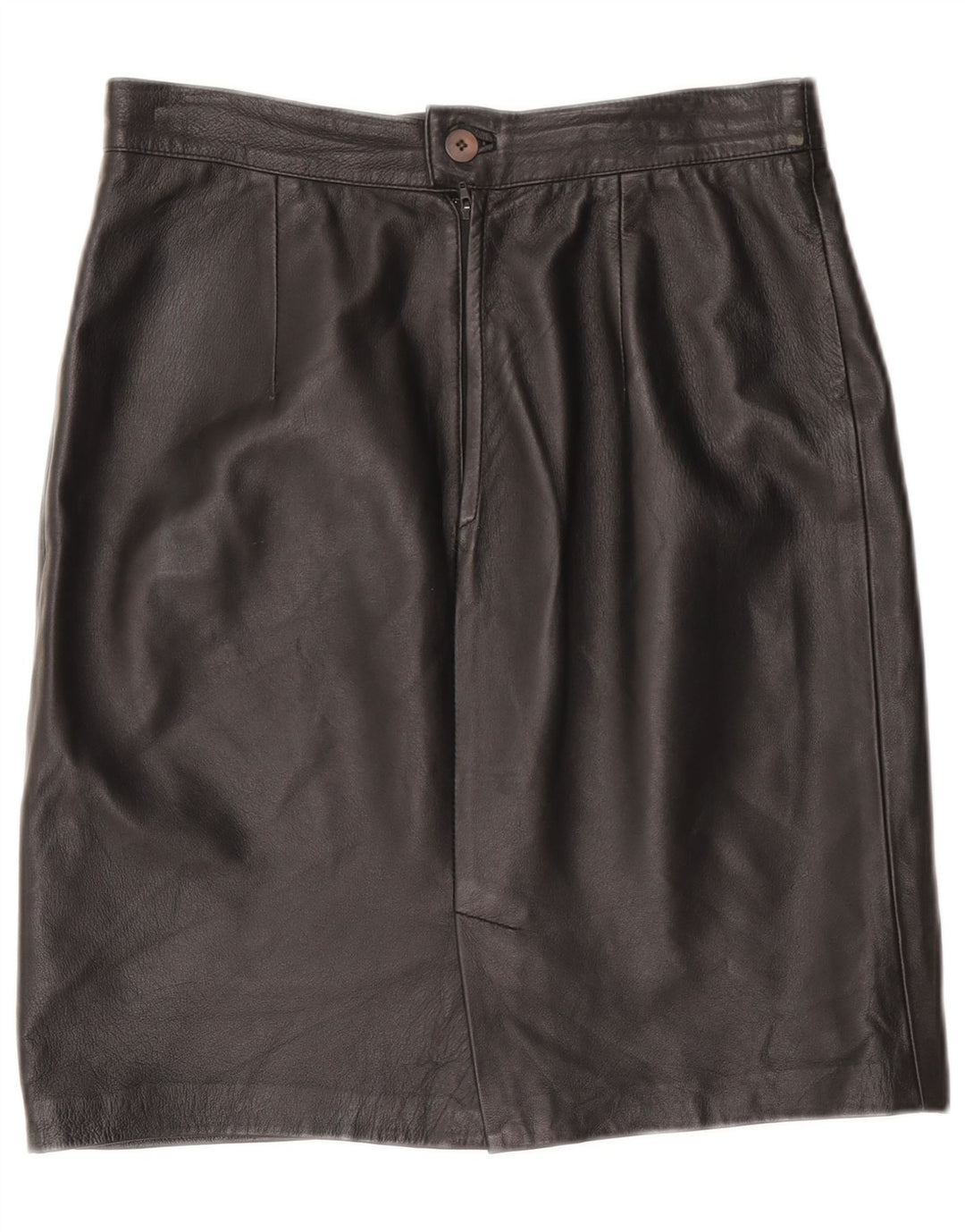Saia de couro feminina vintage IT 46 grande W32 couro preto