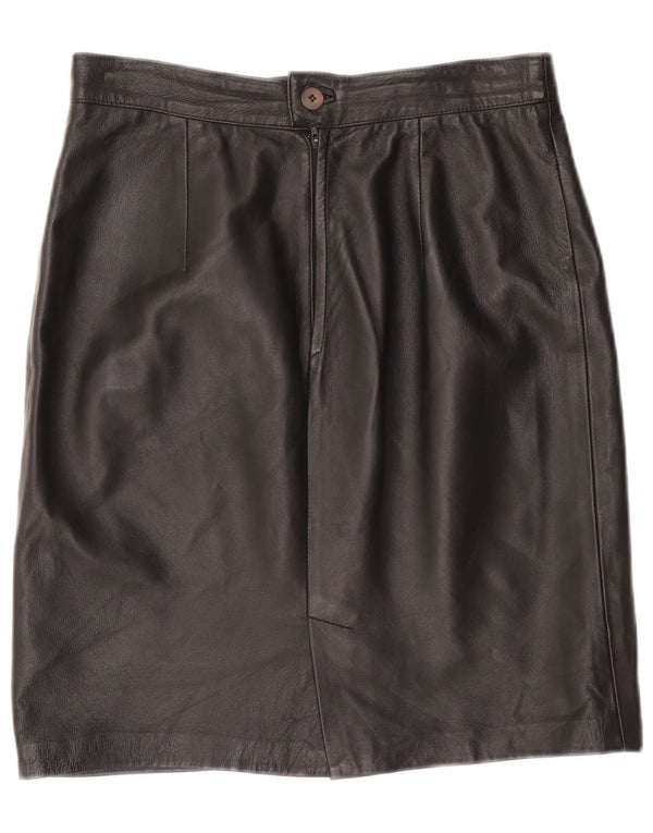 Saia de couro feminina vintage IT 46 grande W32 couro preto