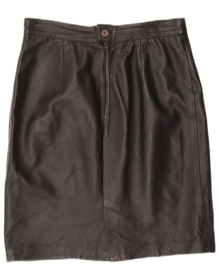 Saia de couro feminina vintage IT 46 grande W32 couro preto