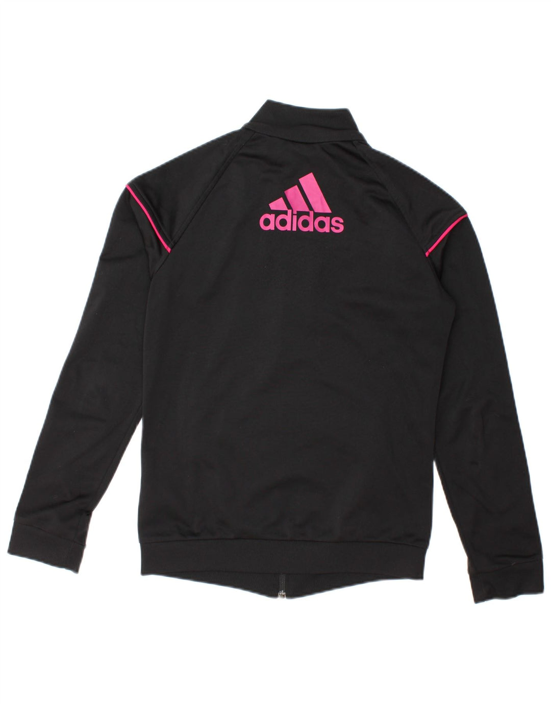 Adidas Womens Graphic Tracksuit Top Jacket Reino Unido 8/10 Pequeno Poliéster Preto